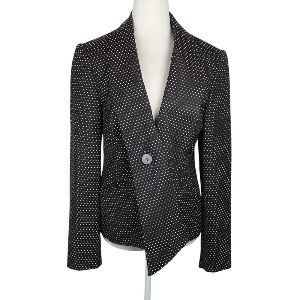 Laura Ashley Black and Tan Polka Dot Blazer Jacket US 8